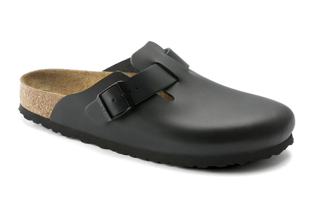 Birkenstock Boston R Black Smooth Leather Unisex #color_black