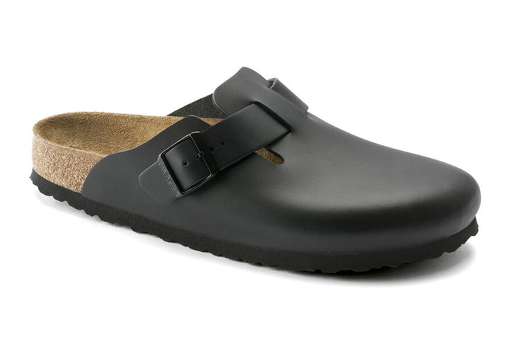 Birkenstock Boston R Black Smooth Leather Unisex #color_black