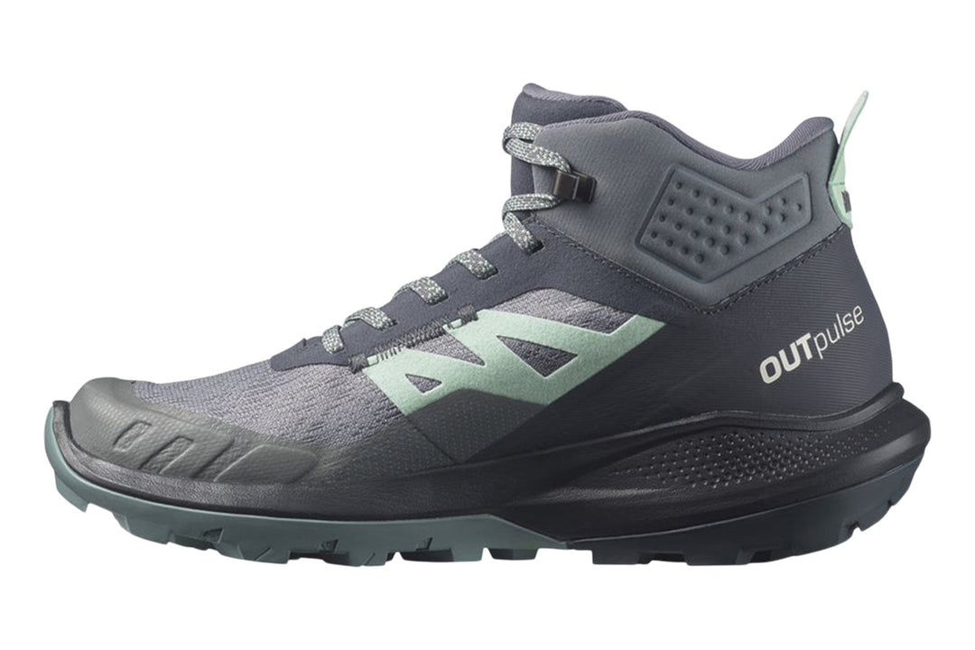 Salomon OUTpulse Mid GTX B Ebony/Quiet Shade/Ebony Womens #color_grey-multi-greens