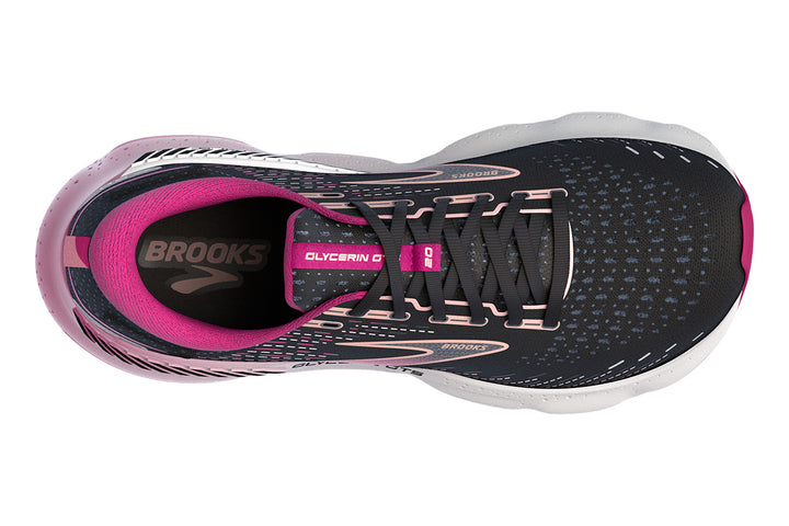 Brooks Glycerin GTS 20 B Black/Fuchsia/Linen Womens #color_black-multi-pinks-purples