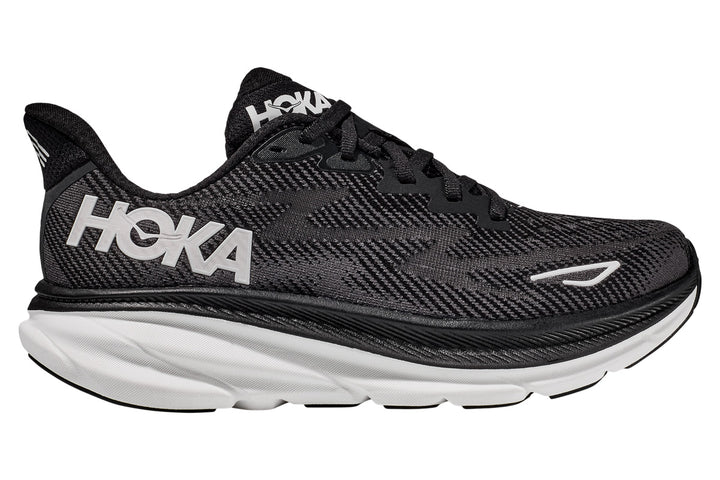 Hoka Clifton 9 D Black/White Mens #color_black-multi-whites