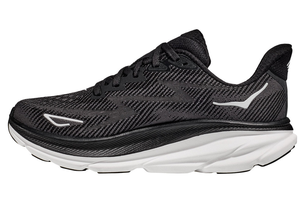 Hoka Clifton 9 D Black/White Mens #color_black-multi-whites