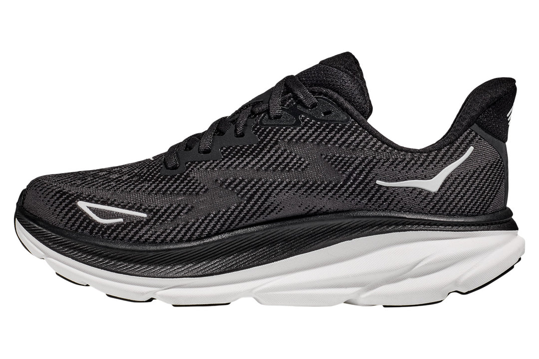 Hoka Clifton 9 D Black/White Mens #color_black-multi-whites