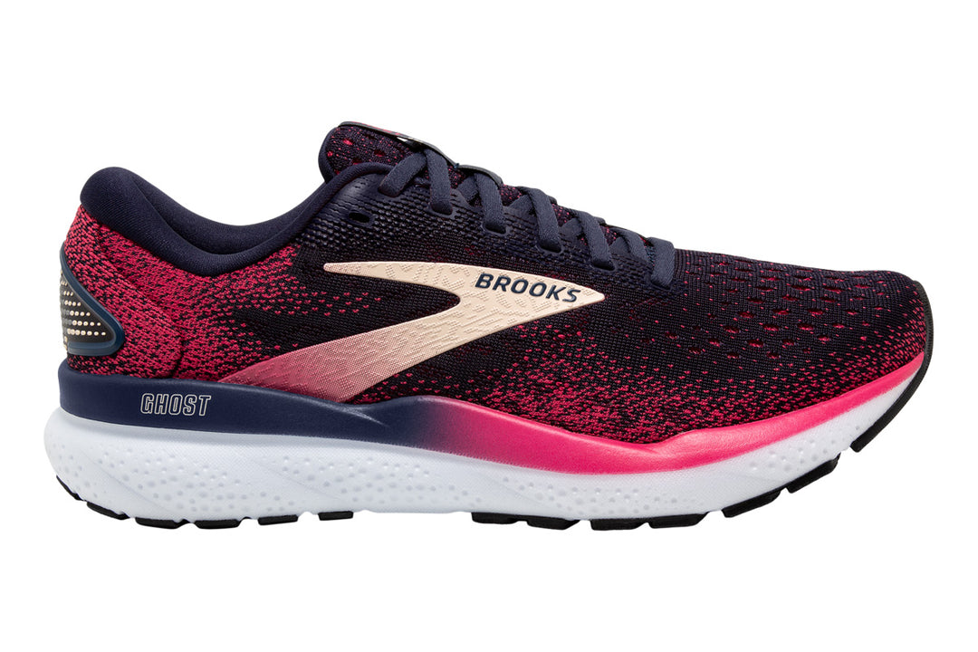 Brooks Ghost 16 2A Peacoat/Raspberry/Apric Womens #color_black-multi-pinks-purples