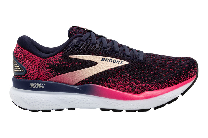 Brooks Ghost 16 2A Peacoat/Raspberry/Apric Womens #color_black-multi-pinks-purples