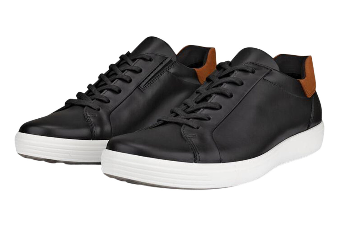 Ecco Soft 7 Black/Cognac Mens #color_black