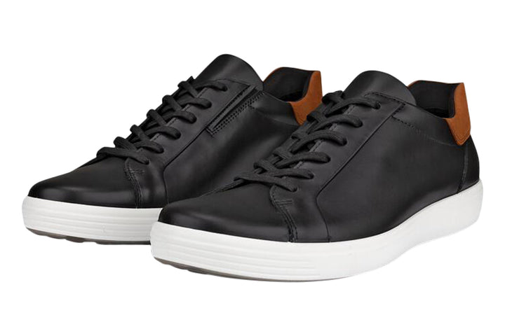 Ecco Soft 7 Black/Cognac Mens #color_black