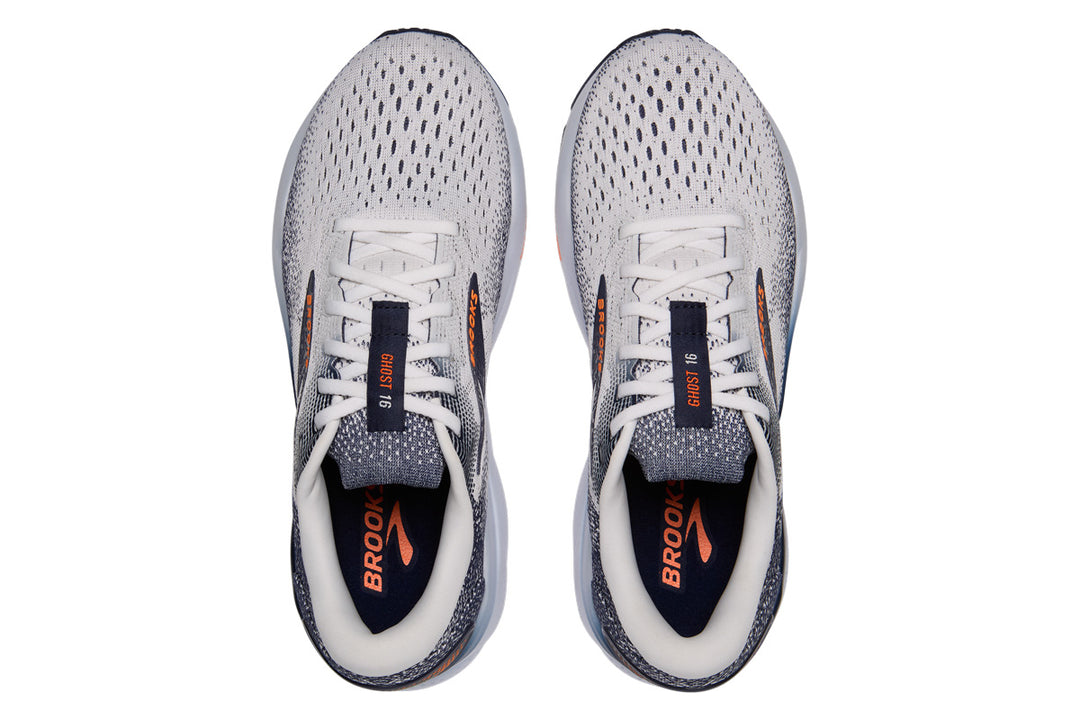 Brooks Ghost 16 D White/Peacoat/Orange Mens #color_white-multi-blues