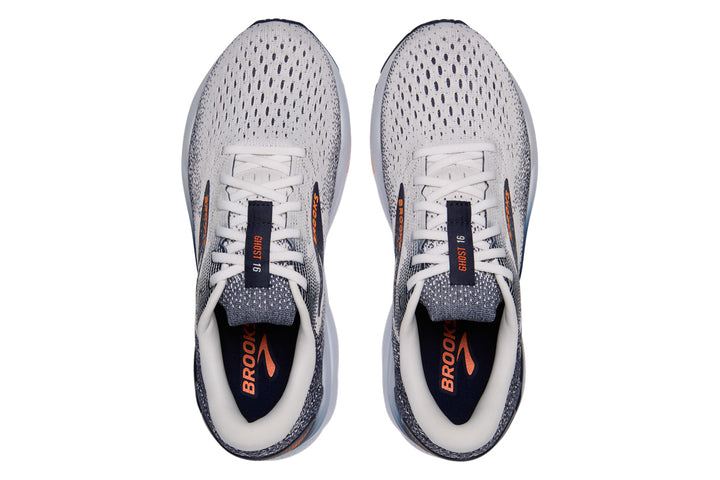 Brooks Ghost 16 D White/Peacoat/Orange Mens #color_white-multi-blues
