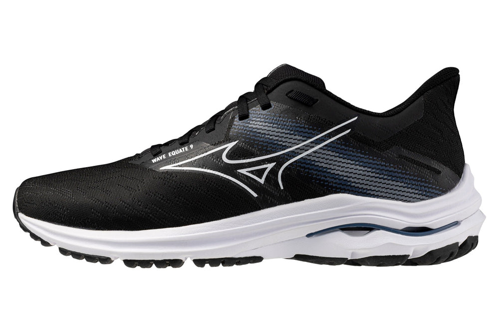 Mizuno Wave Equate 9 D Black/White/Vintage Indigo Mens #color_black-multi-whites