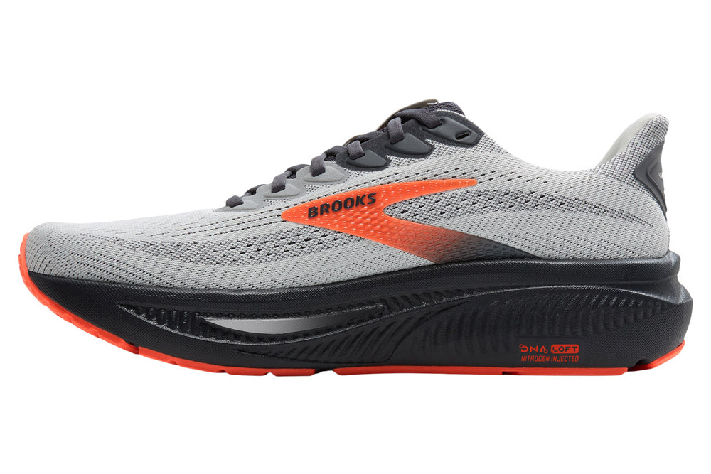 Brooks Ghost 17 D Oyster Mushroom/Orange/Ebony Mens #color_grey-multi-reds-oranges