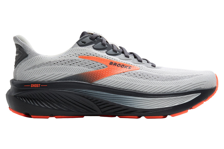 Brooks Ghost 17 B Oyster Mushroom/Orange/Ebony Mens #color_grey-multi-reds-oranges