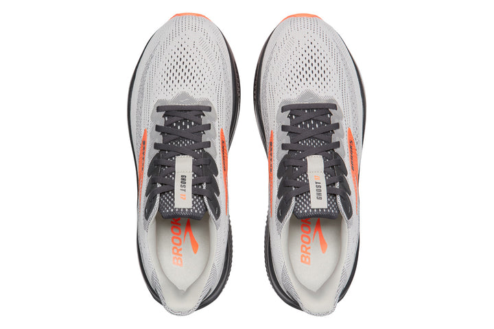 Brooks Ghost 17 D Oyster Mushroom/Orange/Ebony Mens #color_grey-multi-reds-oranges