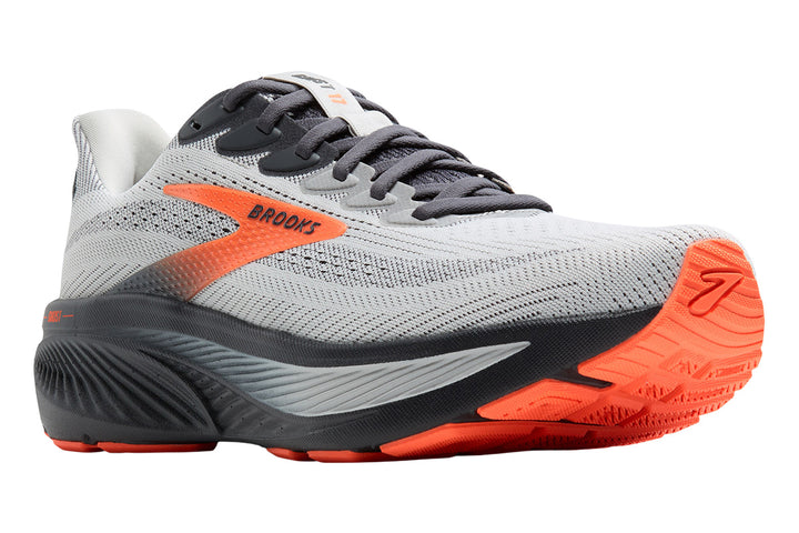 Brooks Ghost 17 D Oyster Mushroom/Orange/Ebony Mens #color_grey-multi-reds-oranges