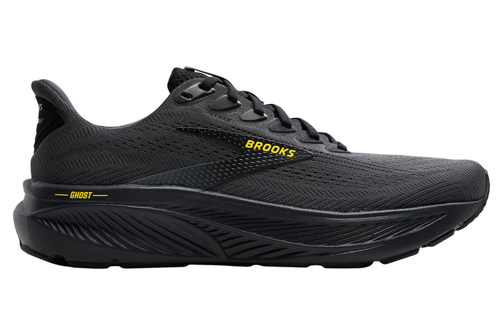 Brooks Ghost 17 2E Ebony/Black/Yellow Mens #color_black-multi
