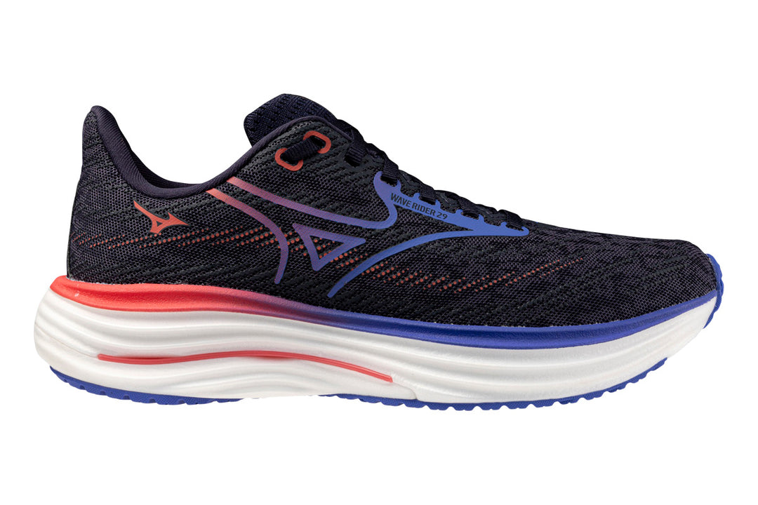 Mizuno Wave Rider 29 B Odyssey Grey/Iris Bloom/Calypso Coral Womens #color_purple-multi
