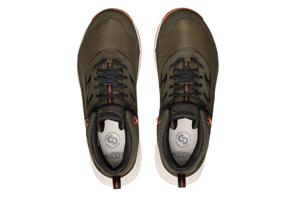 Keen Hightrail Mid WP D Forest Night/Gold Flame Mens #color_green-dark-green