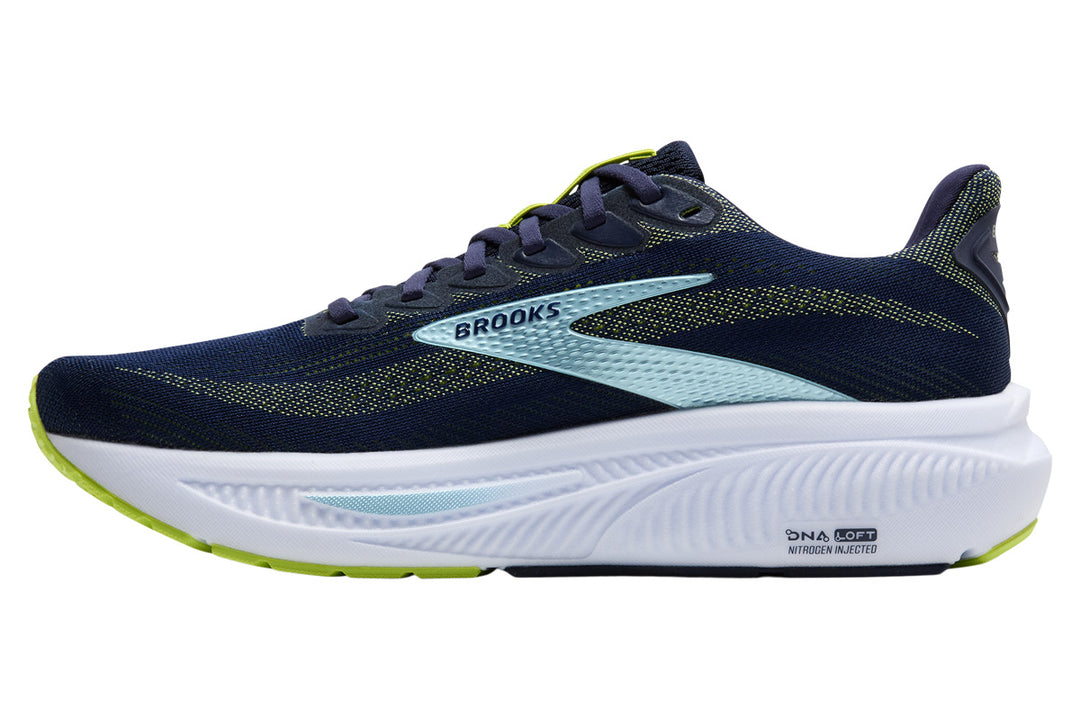 Brooks Ghost 17 2E Peacoat/Lime/Blue Mens #color_navy