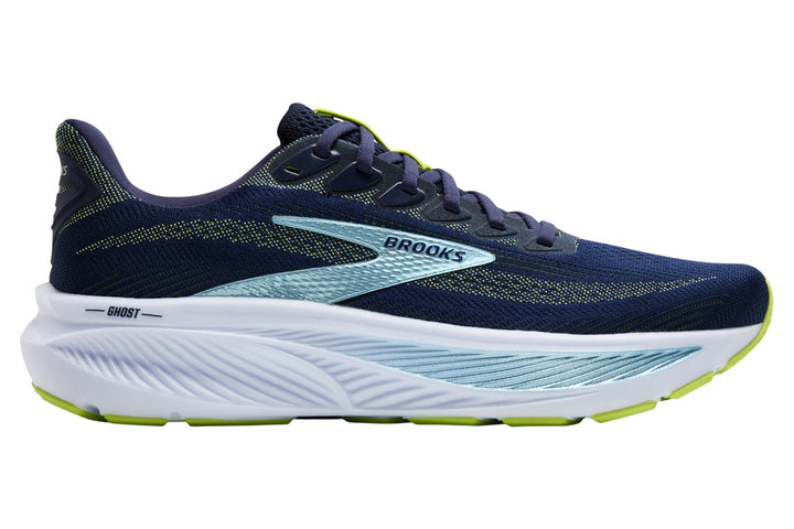 Brooks Ghost 17 2E Peacoat/Lime/Blue Mens #color_navy
