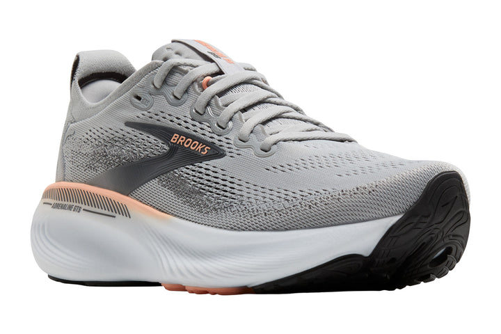 Brooks Adrenaline GTS 25 2E Grey/Blackened Pearl/Coral Womens #color_grey-light-grey