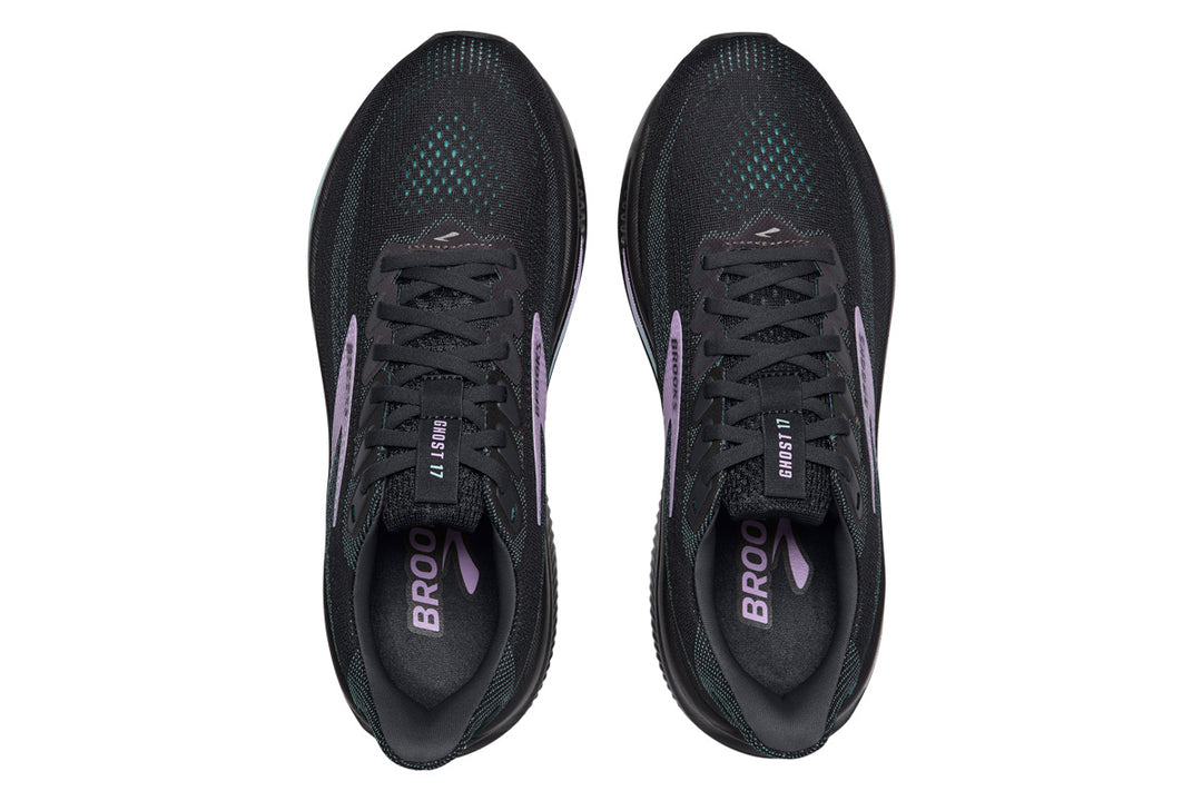 Brooks Ghost 17 B Grey/Clearwater/Purple Womens #color_black-multi-purples