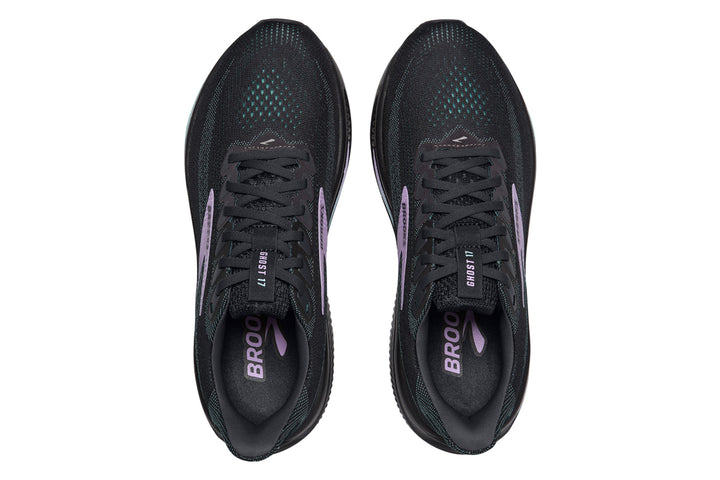Brooks Ghost 17 B Grey/Clearwater/Purple Womens #color_black-multi-purples