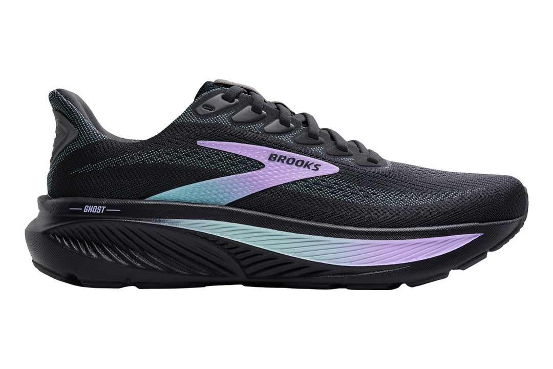 Brooks Ghost 17 D Grey/Clearwater/Purple Womens #color_black-multi-purples