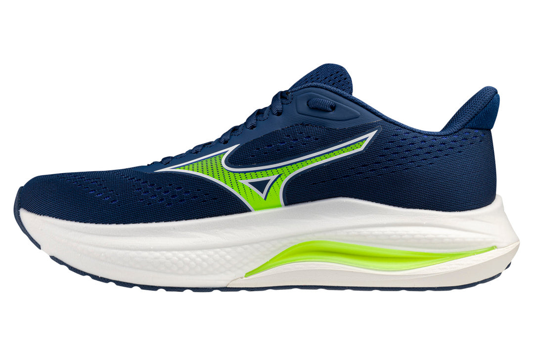 Mizuno Wave Inspire 22 D Estate Blue/White/Lightning Yellow Mens #color_blue-multi-yellows