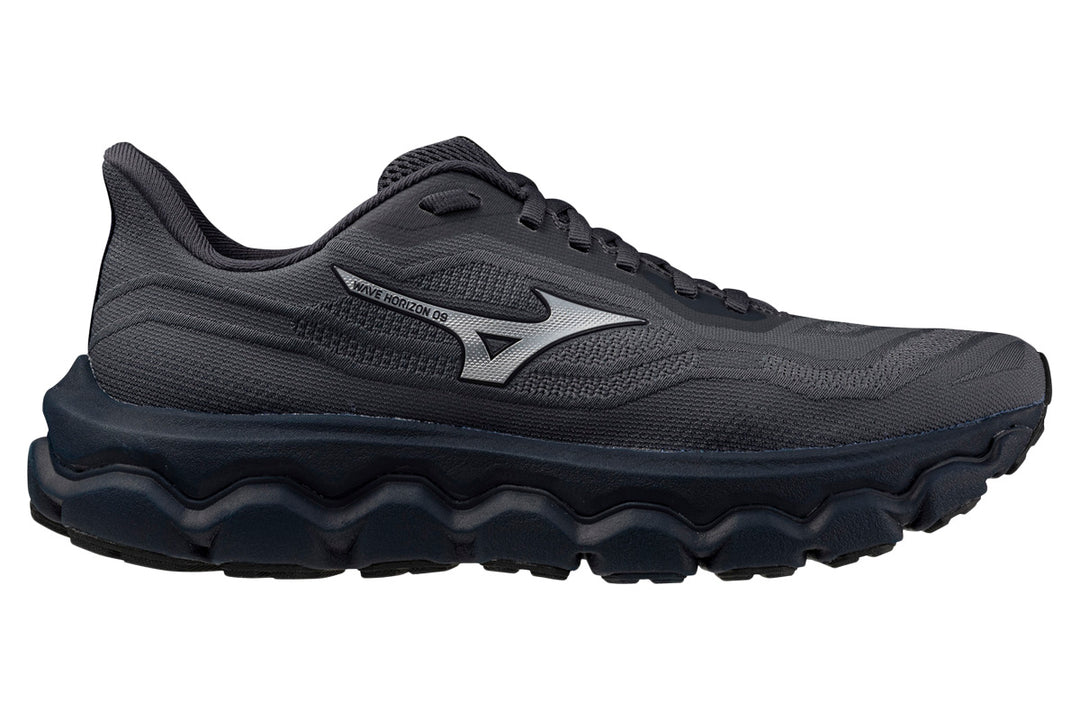 Mizuno Wave Horizon 9 2E India Ink/Galaxy Silver/Black Mens #color_grey-dark-grey