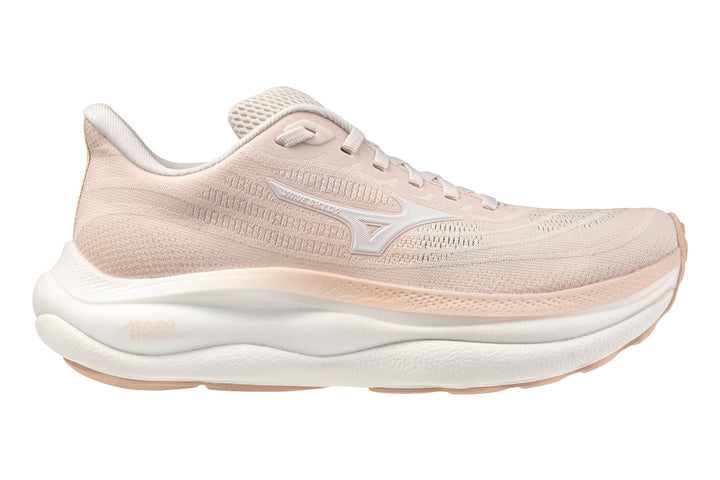 Mizuno Wave Sky 9 B Petal Pink/White/Peach Whip Womens #color_pink-soft-pink