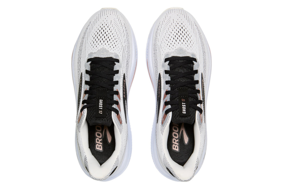 Brooks Ghost 17 D White/Black/Rose Gold Womens #color_white-multi