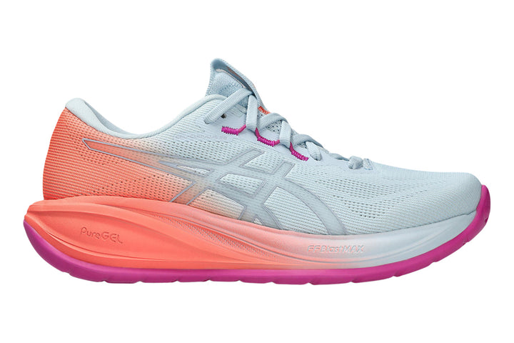 Asics Gel-Cumulus 28 B Sky/Sun Coral Womens #color_white-multi-pinks-oranges