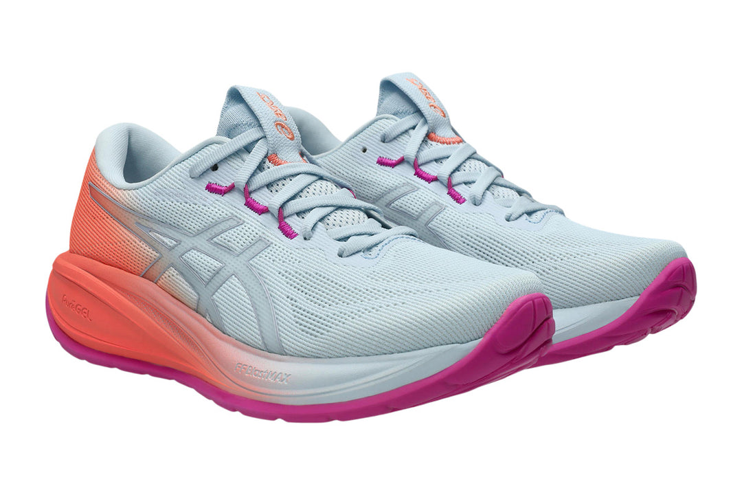 Asics Gel-Cumulus 28 B Sky/Sun Coral Womens #color_white-multi-pinks-oranges