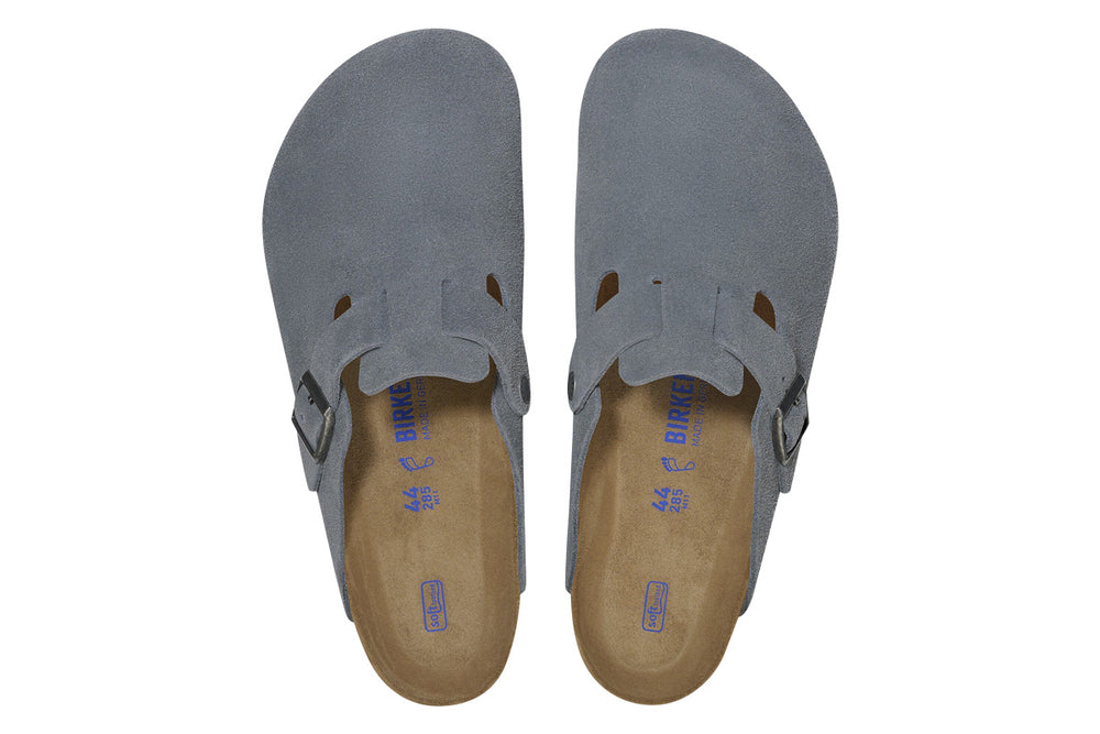 Birkenstock Boston R Soft Footbed Basalt Grey Suede Leather Unisex #color_grey