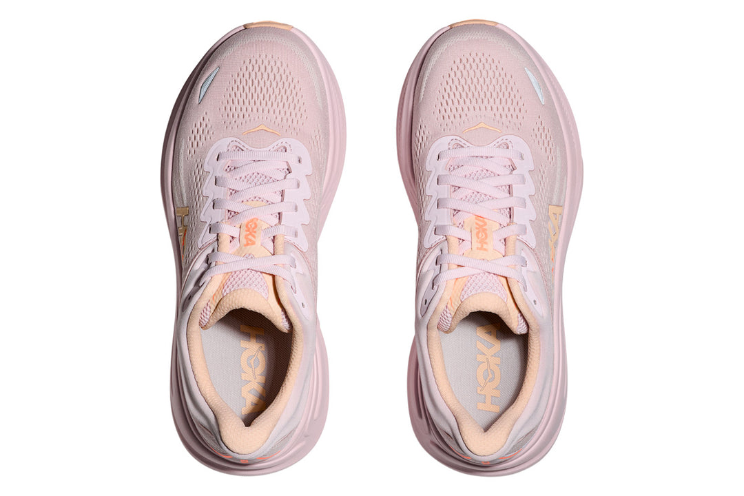 Hoka Bondi 9 B Lilac Cream/Tangerine Glow Womens #color_pink-soft-pink