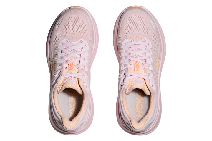Hoka Bondi 9 B Lilac Cream/Tangerine Glow Womens #color_pink-soft-pink