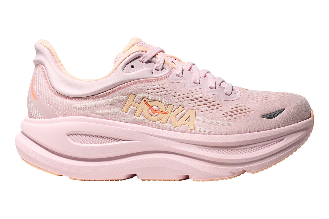 Hoka Bondi 9 B Lilac Cream/Tangerine Glow Womens #color_pink-soft-pink