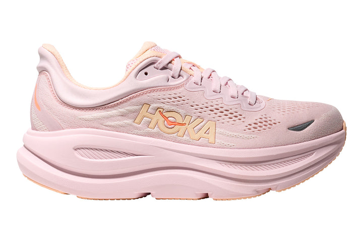 Hoka Bondi 9 B Lilac Cream/Tangerine Glow Womens #color_pink-soft-pink