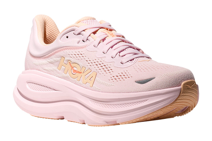 Hoka Bondi 9 B Lilac Cream/Tangerine Glow Womens #color_pink-soft-pink