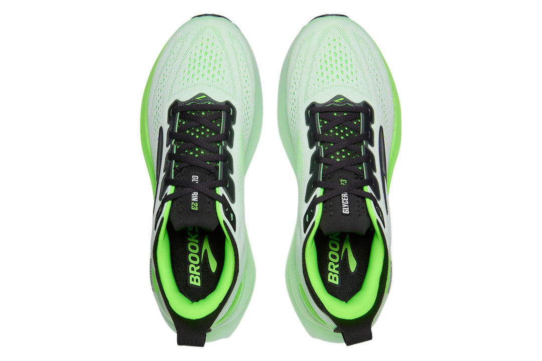 Brooks Glycerin GTS 23 D White/Phantom/Green Gecko Mens #color_white-multi-greens