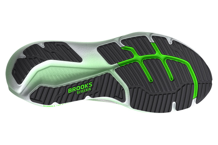 Brooks Glycerin GTS 23 D White/Phantom/Green Gecko Mens #color_white-multi-greens