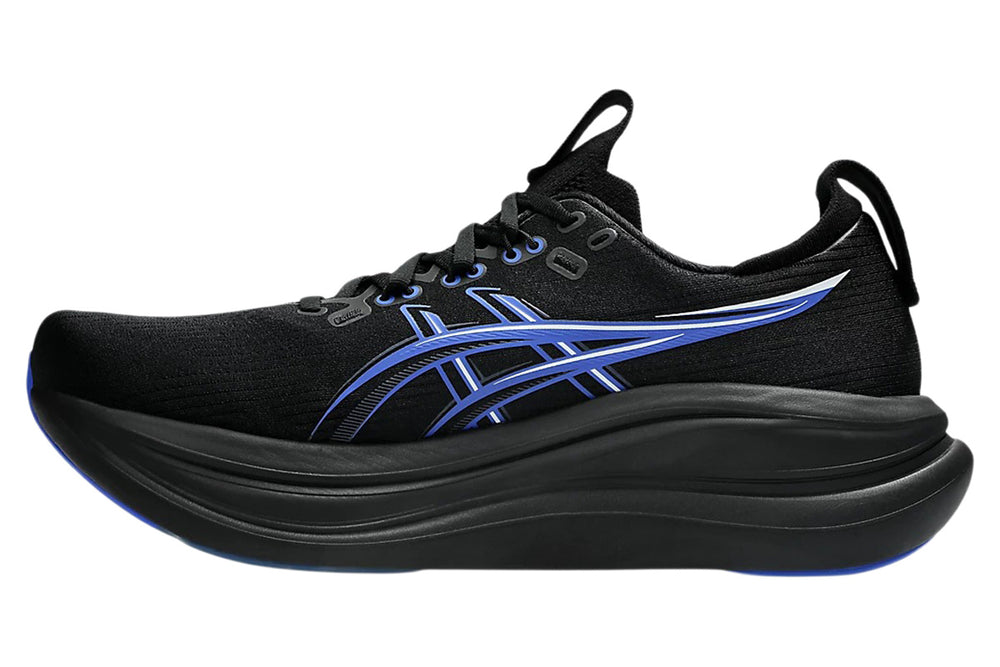 Asics Gel-Nimbus 28 D Black/Neon Blue Mens #color_black-multi-blues
