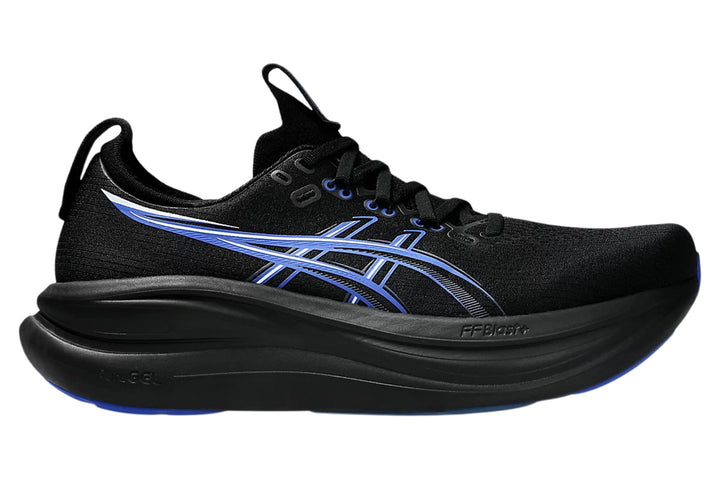 Asics Gel-Nimbus 28 D Black/Neon Blue Mens #color_black-multi-blues