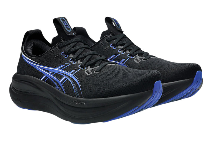 Asics Gel-Nimbus 28 D Black/Neon Blue Mens #color_black-multi-blues