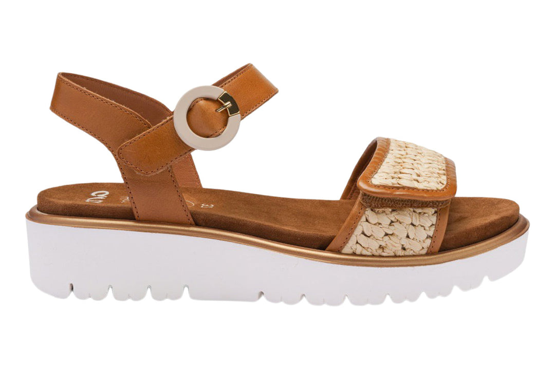 Ara Bilbao 12-33519 Cognac/Natural Raffia Combo Womens #color_brown-multi