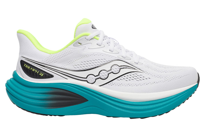 Saucony Triumph 24 D White/Tranquil Mens #color_grey-multi-blues-yellows