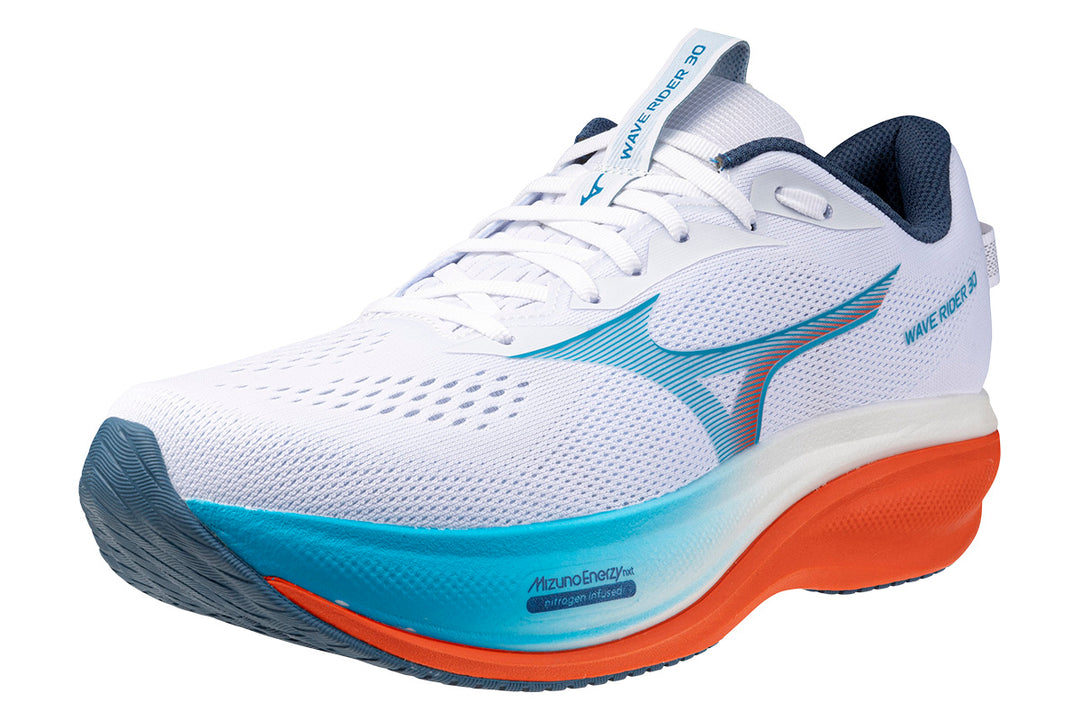 Mizuno Wave Rider 30 2E White/Blue Jewel/Orange.com Mens #color_white-multi