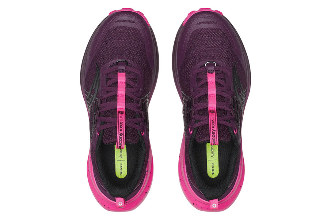 Saucony Xodus Ultra 4 B Eggplant/Shock Womens #color_purple-multi-pinks