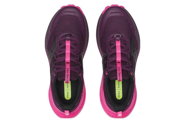 Saucony Xodus Ultra 4 B Eggplant/Shock Womens #color_purple-multi-pinks