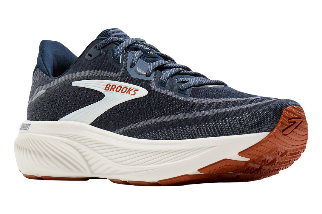 Brooks Ghost 18 D Navy Blazer/Red Earth/Black Mens #color_navy